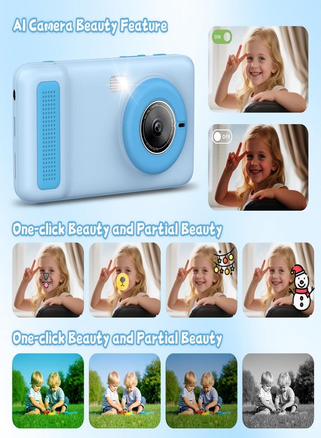 E teacher Digital Camera for Kids and Starters, AI Camera with Dual Lens, Cameras for Photography with WiFi, 3.97IN Digital Camera Toys for Toddler Birthday Gifts(Blue) - Image 4